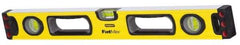 Stanley - 24" Long 3 Vial Box Beam Level - Aluminum, Yellow, 1 Level & 2 Plumb Vials - Apex Tool & Supply