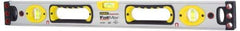 Stanley - Magnetic 48" Long 3 Vial Box Beam Level - Aluminum, Silver, 1 Level & 2 Plumb Vials - Apex Tool & Supply