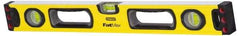 Stanley - 48" Long 3 Vial Box Beam Level - Aluminum, Yellow, 1 Level & 2 Plumb Vials - Apex Tool & Supply