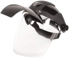 Sellstrom - Nylon Black Ratchet Adjustment, Welding Face Shield & Headgear Set - 12-1/8" Wide x 9" High x 0.06" Thick, Anti-Fog, Clear Window - Apex Tool & Supply