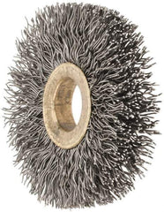 Osborn - 2" OD, 1/2" Arbor Hole, Crimped Steel Wheel Brush - 1/4" Face Width, 1/2" Trim Length, 0.014" Filament Diam, 20,000 RPM - Apex Tool & Supply