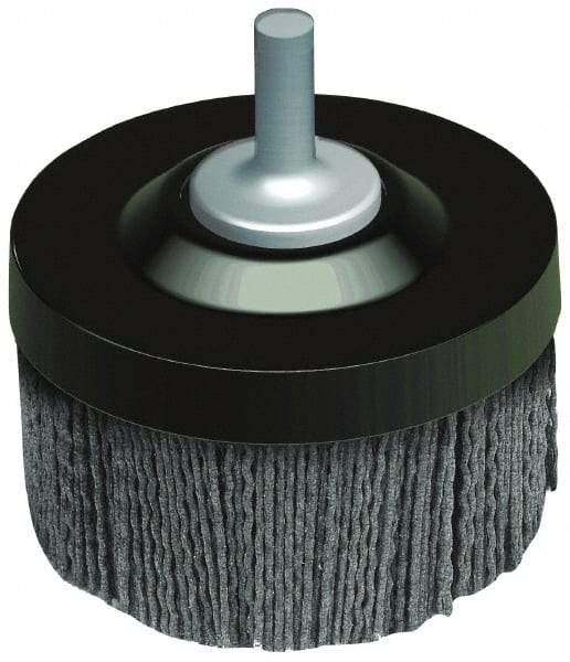 Osborn - 1-1/2" 120 Grit Silicon Carbide Crimped Disc Brush - Fine Grade, Quick Change Connector, 1-3/8" Trim Length, 1/4" Shank Diam - Apex Tool & Supply