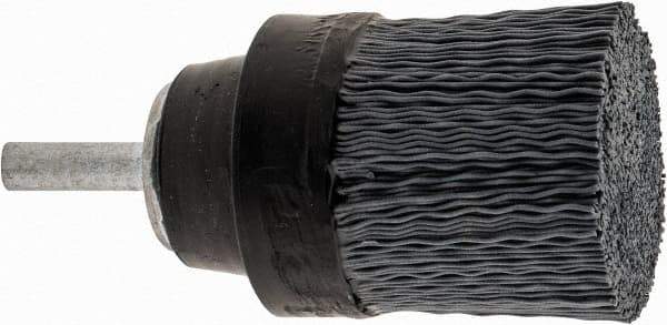 Osborn - 1-1/2" 320 Grit Silicon Carbide Crimped Disc Brush - Extra Fine Grade, Quick Change Connector, 1-3/8" Trim Length, 1/4" Shank Diam - Apex Tool & Supply