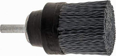 Osborn - 1-1/2" 320 Grit Silicon Carbide Crimped Disc Brush - Extra Fine Grade, Quick Change Connector, 1-3/8" Trim Length, 1/4" Shank Diam - Apex Tool & Supply