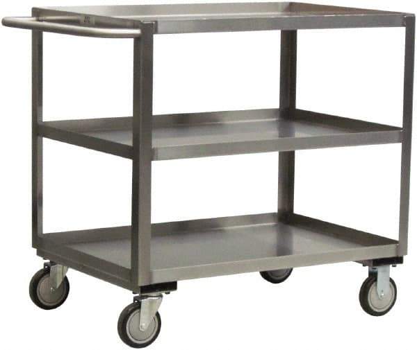 Jamco - 1,200 Lb Capacity, 24" Wide x 18" Long x 39" High Shelf Cart - 3 Shelf, Stainless Steel - Apex Tool & Supply