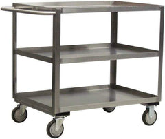 Jamco - 1,200 Lb Capacity, 30" Wide x 48" Long x 35" High Service Cart - 3 Shelf, Stainless Steel, 2 Rigid/2 Swivel Casters - Apex Tool & Supply