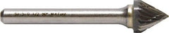 M.A. Ford - 16mm Cut Diam, 6mm Shank Diam, Cone Head Double Cut Burr - Carbide, Point End, 12.7mm LOC, 62mm OAL - Apex Tool & Supply