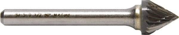 M.A. Ford - 6mm Cut Diam, 6mm Shank Diam, Cone Head Single Cut Burr - Carbide, Point End, 4.8mm LOC, 50mm OAL - Apex Tool & Supply
