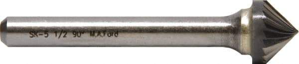 M.A. Ford - 1/2" Cut Diam, 6mm Shank Diam, Cone Head Double Cut Burr - Carbide, Point End, 6.4mm LOC, 53mm OAL - Apex Tool & Supply