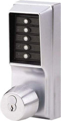 Kaba Access - 1-3/8 to 2-1/4" Door Thickness, Satin Chrome Pushbutton Knob Lockset - 2-3/4" Back Set, 1 Code, Zamak3, No Cylinder - Apex Tool & Supply