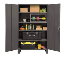 Durham - 4 Shelf Locking Storage Cabinet - Steel, 48" Wide x 24" Deep x 78" High, Gray - Apex Tool & Supply