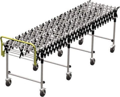 Value Collection - 18 Inches Wide x 3.8 Ft. to 12 Ft. Extended Length Flexible Conveyor - 31-1/2 to 39.4" High, 4 Leg Sets per Unit, 7 Wheels per Axle - Apex Tool & Supply