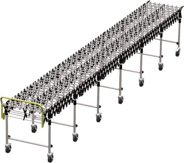 Value Collection - 18 Inches Wide x 7 Ft. to 22 Ft. Extended Length Flexible Conveyor - 31-1/2 to 39.4" High, 7 Leg Sets per Unit, 7 Wheels per Axle - Apex Tool & Supply