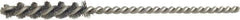 Brush Research Mfg. - 3mm Diam Helical Stainless Steel Tube Brush - 0.003" Filament Diam, 1" Brush Length, 3" OAL, 0.055" Diam Shank - Apex Tool & Supply