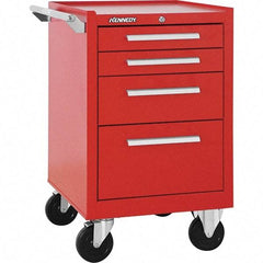 Kennedy - 4 Drawer Steel Tool Roller Cabinet - 20-1/2" Wide x 34" High x 18" Deep, Ball Bearing Drawer Slides, Red - Apex Tool & Supply