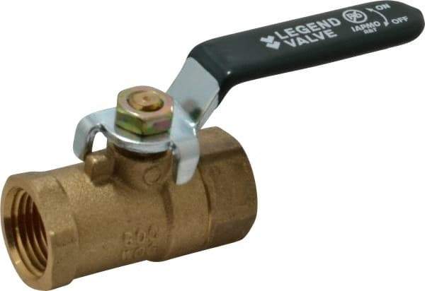 Legend Valve - 1/2" Pipe, Full Port, Brass Full Port Ball Valve - Bi-Directional, FNPT x FNPT Ends, Quarter Turn Handle, 600 WOG, 150 WSP - Apex Tool & Supply