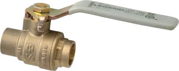 Legend Valve - 1/2" Pipe, Full Port, Brass Full Port Ball Valve - Bi-Directional, Sweat Ends, Quarter Turn Handle, 600 WOG, 150 WSP - Apex Tool & Supply
