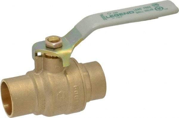 Legend Valve - 1" Pipe, Full Port, Brass Full Port Ball Valve - Bi-Directional, Sweat Ends, Quarter Turn Handle, 600 WOG, 150 WSP - Apex Tool & Supply