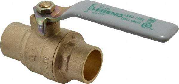 Legend Valve - 3/4" Pipe, Full Port, Brass Full Port Ball Valve - Bi-Directional, Sweat Ends, Quarter Turn Handle, 600 WOG, 150 WSP - Apex Tool & Supply