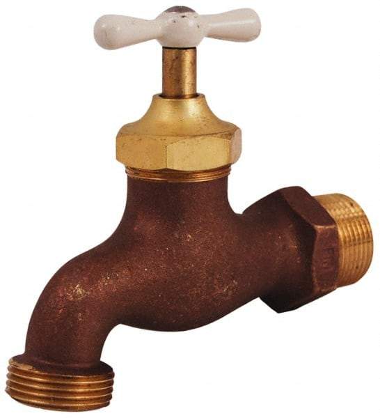 Legend Valve - 3/4" Pipe, 125 psi WOG Rating, Brass Hose Bibb, Stop Valve - T Handle, MNPT x MGHT End Connections, Use with Potable Water Applications - Apex Tool & Supply