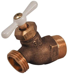 Legend Valve - 3/4" Pipe, 125 psi WOG Rating, Brass Hose Bibb, Stop Valve - T Handle, MNPT x MGHT End Connections, Use with Potable Water Applications - Apex Tool & Supply