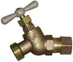 Legend Valve - 1/2" Pipe, 125 psi WOG Rating, Brass Hose Bibb, Stop Valve - T Handle, MGHT End Connections, Use with Potable Water Applications - Apex Tool & Supply