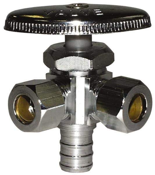 Legend Valve - NPT 1/2 Inlet, 110 Max psi, Chrome Finish, Rubber Water Supply Stop Valve - 3/8 Compression Outlet, Straight, Silver Handle, For Use with Potable Water Applications - Apex Tool & Supply