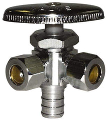 Legend Valve - NPT 1/2 Inlet, 110 Max psi, Chrome Finish, Rubber Water Supply Stop Valve - 3/8 Compression Outlet, Straight, Silver Handle, For Use with Potable Water Applications - Apex Tool & Supply