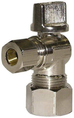 Legend Valve - NPT 1/2 Inlet, 125 Max psi, Chrome Finish, Carbon Steel Water Supply Stop Valve - 3/8 Compression Outlet, Angle, Silver Handle, For Use with Potable Water Applications - Apex Tool & Supply