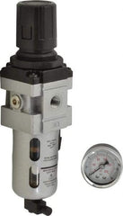 PRO-SOURCE - 1/4" NPT Port Intermediate 1 Piece Filter/Regulator FRL Unit - Polycarbonate Bowl, 63 SCFM, 145 Max psi, 8.66" High, Manual Drain - Apex Tool & Supply