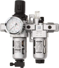 PRO-SOURCE - 1/8" NPT Port Miniature 2 Piece Filter/Regulator-Lubricator FRL Unit - Polycarbonate Bowl, 14 SCFM, 145 Max psi, 6.69" High, Manual Drain - Apex Tool & Supply
