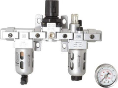 PRO-SOURCE - 1/8" NPT Port Miniature 3 Piece Filter-Regulator-Lubricator FRL Unit - Polycarbonate Bowl, 14 SCFM, 145 Max psi, 6.69" High, Manual Drain - Apex Tool & Supply
