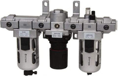 PRO-SOURCE - 1/2" NPT Port Standard 3 Piece Filter-Regulator-Lubricator FRL Unit - Polycarbonate Bowl, 106 SCFM, 145 Max psi, 112" High, Manual Drain - Apex Tool & Supply