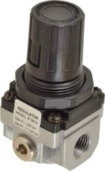PRO-SOURCE - 1/4 NPT Port, 21 CFM, Aluminum Miniature Regulator - 7 to 145 psi Range, 220 Max psi Supply Pressure, 1/8" Gauge Port Thread, 1.56" Wide x 3.19" High - Apex Tool & Supply