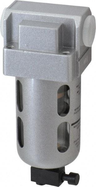 PRO-SOURCE - 3/8" Port, 5.51" High x 2.16" Wide, Intermediate FRL Filter with Polycarbonate Bowl & Manual Drain - 80 SCFM, 145 Max psi, 140°F Max, Modular Connection, Bowl Guard, 1.08 oz Bowl Capacity - Apex Tool & Supply