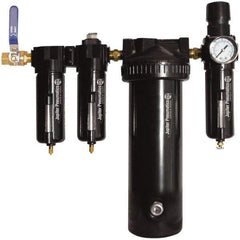 PRO-SOURCE - 25 CFM at 100 psi Inlet, 5 Stage Heavy-Duty Desiccant Dryer - 1/2" NPT Inlet/Outlet x 15" Long x 5-1/2" Wide x 16" High - Apex Tool & Supply
