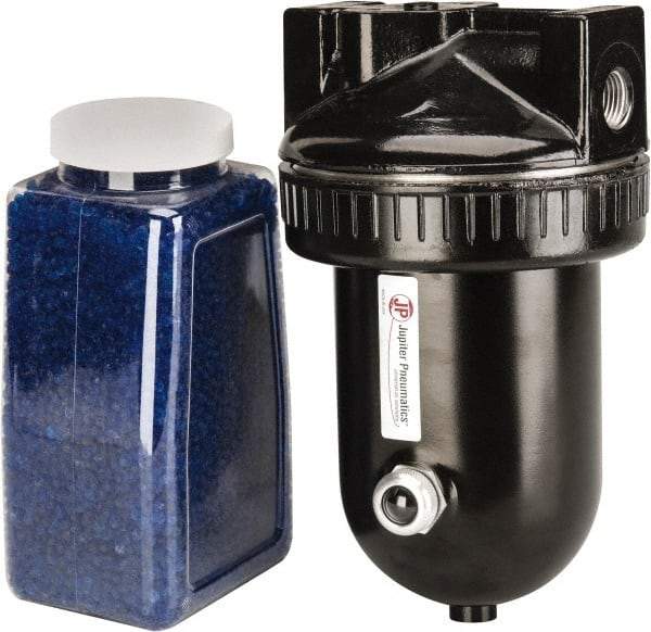 PRO-SOURCE - 15 CFM at 100 psi Inlet, In-line Desiccant Dryer - 1/2" NPT Inlet/Outlet x 4-7/8" Long x 4-7/8" Wide x 8-7/8" High - Apex Tool & Supply