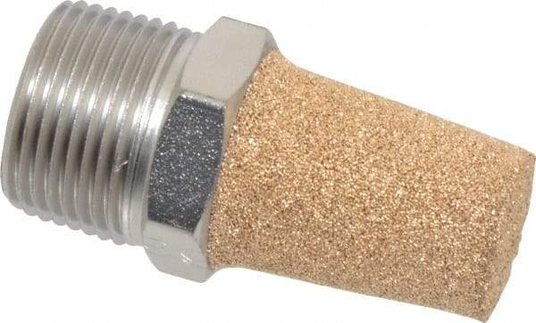 PRO-SOURCE - 3/4 Male NPT, 1-1/16" Hex, 2-1/4" OAL, Exhaust Muffler - 300 Max psi, 99 Decibel Rating, Sintered Bronze - Apex Tool & Supply