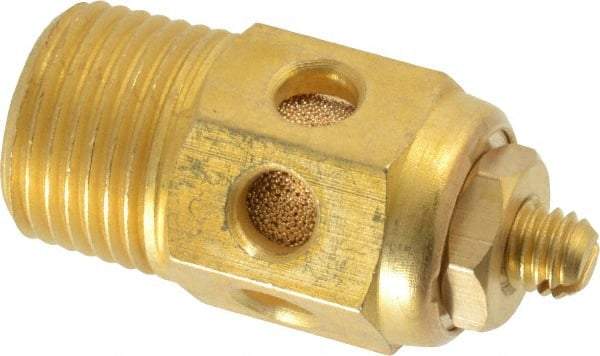 PRO-SOURCE - 3/8 Male NPT, 11/16" Hex, 1-5/8" OAL, Speed Control Muffler - 300 Max psi, 40 CFM, Brass - Apex Tool & Supply