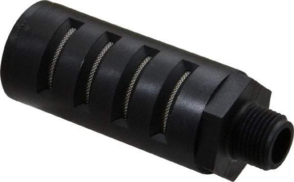 PRO-SOURCE - 3/8 Male NPT, 1" Hex, 3-27/64" OAL, Muffler - 150 Max psi, Glass Filled Nylon - Apex Tool & Supply