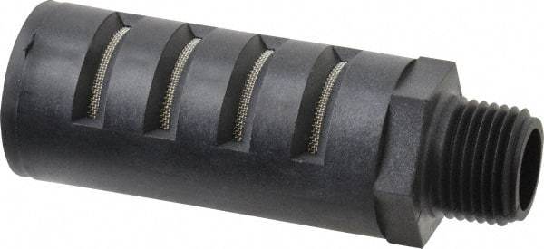 PRO-SOURCE - 1/2 Male NPT, 1" Hex, 3-35/64" OAL, Muffler - 150 Max psi, Glass Filled Nylon - Apex Tool & Supply