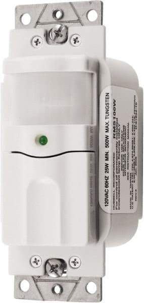 Hubbell Wiring Device-Kellems - 800 Square Ft. Coverage, Infrared Occupancy Sensor Wall Switch - 500 at 120 V Incandescent, 120 VAC, White - Apex Tool & Supply