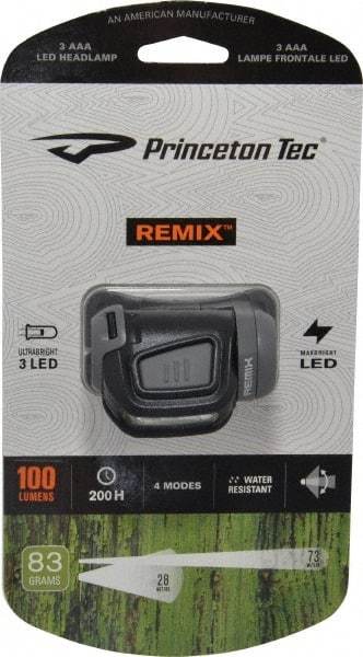 Princeton Tec - White LED Bulb, 300 Lumens, Hands-free Flashlight - Black, Gray Plastic Body, 3 AAA Batteries Not Included - Apex Tool & Supply