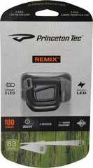 Princeton Tec - White LED Bulb, 300 Lumens, Hands-free Flashlight - Black, Gray Plastic Body, 3 AAA Batteries Not Included - Apex Tool & Supply