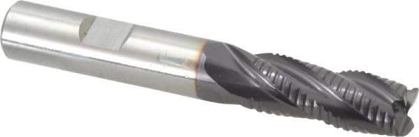 Guhring - 1/2" Diam, Fine Pitch, 1-1/4" LOC, 4 Flute Solid Carbide Roughing Square End Mill - FIREX Finish, 3-1/2" OAL, 1/2" Shank Diam, Single End, Centercutting - Apex Tool & Supply