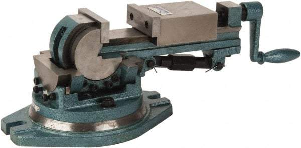 Gibraltar - 3" Jaw Width, 3-1/2" Jaw Opening Capacity, 3-Way Angle Swivel Machine Vise - Manual Operation, 1 Station, 16" Long x 6.3" High x 1-1/4" Deep, Cast Iron - Apex Tool & Supply