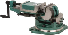 Gibraltar - 5" Jaw Width, 5-23/32" Jaw Opening Capacity, 3-Way Angle Swivel Machine Vise - Manual Operation, 1 Station, 25" Long x 8.46" High x 1-1/2" Deep, Cast Iron - Apex Tool & Supply