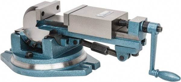 Gibraltar - 4" Jaw Width, 4-11/64" Jaw Opening Capacity, 3-Way Angle Swivel Machine Vise - Manual Operation, 1 Station, 20" Long x 7.28" High x 1-1/2" Deep, Cast Iron - Apex Tool & Supply