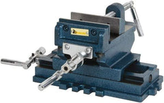 Interstate - 3-35/64" Jaw Opening Capacity x 1.18" Throat Depth, Horizontal Drill Press Vise - 4" Wide x 1.18" High Jaw, Cross Slide Base, Standard Speed, 8" OAL x 5.1" Overall Height, Cast Iron - Apex Tool & Supply