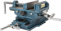 Interstate - 5-5/16" Jaw Opening Capacity x 1-5/16" Throat Depth, Horizontal Drill Press Vise - 5" Wide x 1-5/16" High Jaw, Cross Slide Base, Standard Speed, 10" OAL x 5.3" Overall Height, Cast Iron - Apex Tool & Supply